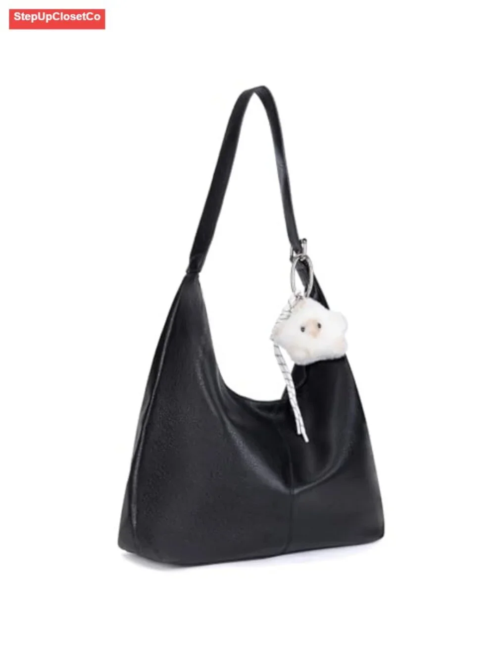 Slouchy Vegan Leather Hobo Bag with Zipper Crossbody Tote for Work Travel